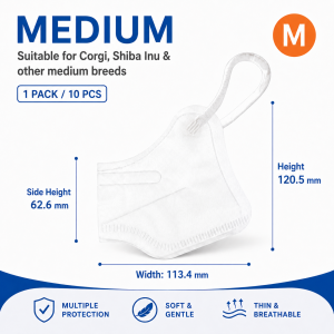 【Lucky Home】 Disposable Dog Muzzle Mask 10pcs / Breathable 3D Pet Mouth Cover / Small Medium Large