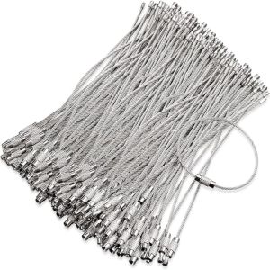 BELLERY Silver Wire Keychain Cable Loop Stainless Steel Stainless Steel Key Ring Loop Holder 1.5mm Heavy Duty Metal Stainless Steel Wire Keychains Outdoor Activity