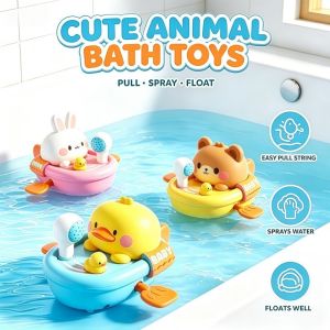 Infant Floating Bath Toy Duck Bear Rabbit Turtle Spray Boat Shower Gift for Toddler