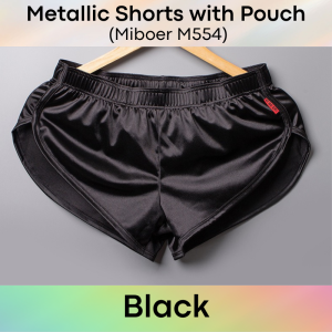 Mens Shorts : Polyester Metallic Smooth Shorts with Inner Front Pouch Lining (Miboer M554)
