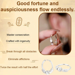 【Anti-Allergy】Lucky Turn Silver Ear Buckles Earrings Elegance Durable Earrings New Chinese Personalized Circle S925 Silver Earrings 时来运转银耳扣