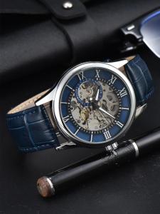 new LONGLUX Automatic Watch Rome Wholesale Mechanical Wristwatches Waterproof Hollow Leather Mens Watch Men Gift high-quality