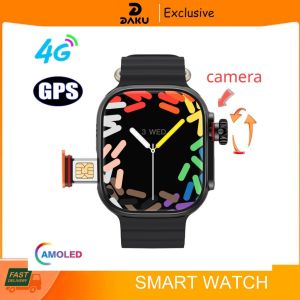 【5G LTE SIM】Global 4G Android ultra Smart Watch Video call 1:1 49mm AMOLED Screen 4 Core CPU with Camera SIM Card LTE Wifi GPS Smartwatch