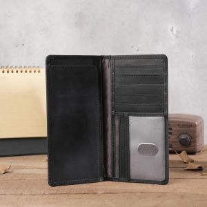 Mens Crazy Horse Leather Long Wallet Head Layer Leather Leather Retro Card Bag Multi Functional2026
