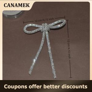 【 CANAMEK 】 Exquisite Sparkly Crystal Bow Brooches Badges For Women Girls Fashion Lady Bowknot Boutique Pin Accessories Gift