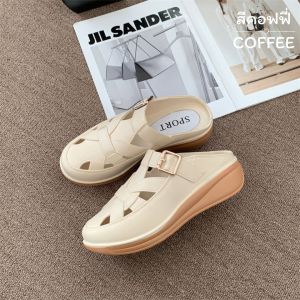 รองเท้าผู้หญิง เสริมส้น5ซม. รองเท้าแฟชั่นสไตล์เกาหลี กันลื่อน พื้นนุ่ม EVA สวมใส่สบาย ถนอมเท้าอย่างดี  แบบสวมปิดปลายเท้า