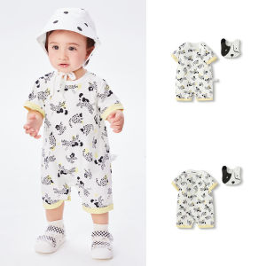 Balabala áo liền quần trẻ em cotton nam nữ bò mùa hè 2025