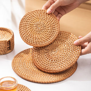 Rattan Coaster Insulation Mat Bowl Mat Dining Mat Dinner Plate Mat Kitchen Anti-scalding Pot Mat Creative Placemat Anti-slip Mat