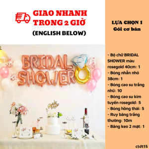 Bộ bong bóng trang trí tiệc chia tay độc thân chữ Bridal Shower màu Rosegold Ctdt15
