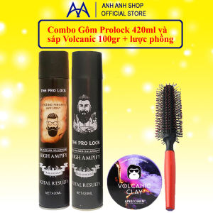 Combo Sáp Vuốt Tóc Volcanic Black Version 3 Phiên bản Mới. Phong Cách Tóc Nam Đẳng Cấp Thời Thượng + TẶNG GÔM PROLOCK 420ml + Tặng Lược tạo phồng tóc