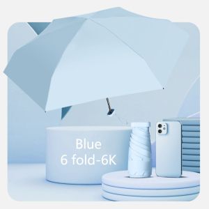 LORDWEY Mini Sun Umbrella Pocket Rain Umbrellas Anti UV 6-Folding Parasol Portable Lightweight Women Men Sunshade Umbrella for Travel