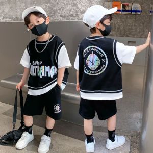 B&B 3-12YO Children Boy Ultraman T-Shirt Set Short Sleeve Short Pants Baju Raya Baju Budak Lelaki Budak Kanak Casual Boys Fashion Shirts 中男童套装