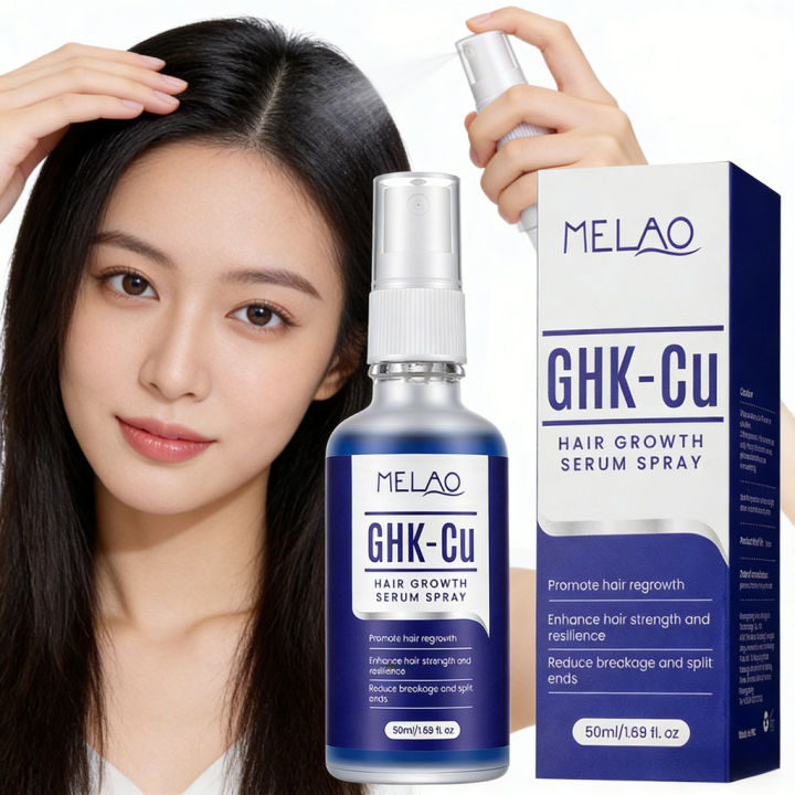 GHK Cu Hair Growth Serum Spray 50ml Copper Peptide Scalp Treatment Follicle Care Reduce Breakage Split Ends Non Greasy Hair Strength Resilience Spray