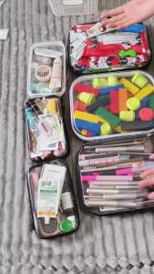 3PCS Clear Hard Shell Zipper CaseToy Organizers and Storage Clear Toiletry Cosmetic CaseTravel Makeup Bags Diaper Bag Organizer Pencil Case Small Stackable Portable Zipper Pouches 7.1*4*2 IN