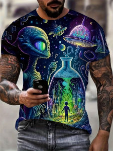 Mens T-Shirt New Cartoon Animal Pattern Print Crew Neck Tops Short Sleeve Oversized T Shirt Men Summer Fashion Mens Clothing 
