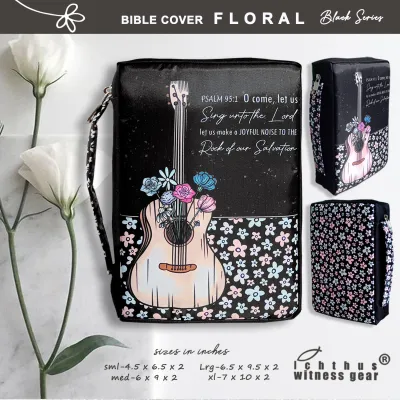 Bible Cover with Zipper Bible Cover Case Bible Book Cover Case BIBLE CASE FLORAL Black Series