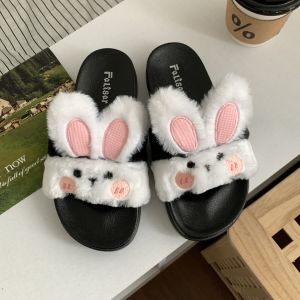 รองเท้าเเตะ แฟชั่นขนเฟอร์หูกระต่าย งานปักอย่างดี รองเท้ารุ่น 1768-4