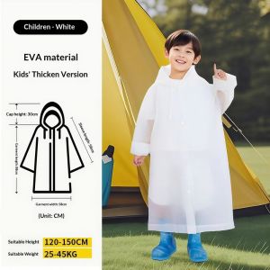 SERENEGLOW Childrens Thickened Eva Hooded Raincoat Waterproof Outdoor Hiking Camping Poncho Suitable for Height 120-150cm