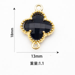 จี้เครื่องประดับโลหะผสมเกาหลี อุปกรณ์ DIY จี้คริสตัลแก้วฝังรูปโคลเวอร์สี่แฉก ต่างหู สร้อยคอ