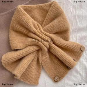 [COD] Big House ผ้าคลุมไหล่สำหรับผู้หญิงผ้าพันคอถักผ้าพันคอถักสีทึบพันคอ