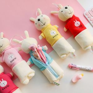 GFBB Kawaii Plush Rabbit Pencil Bag Cartoon Simple Student Pencil Case Portable Creative Stationery Storage Box Students