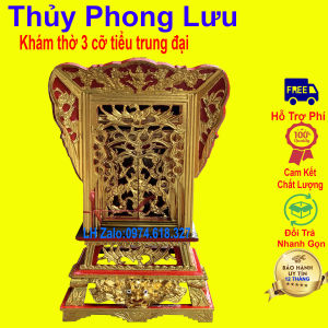 Khám bàn thờ cúng gia tiên gỗ mít sơn son cao 718191cm