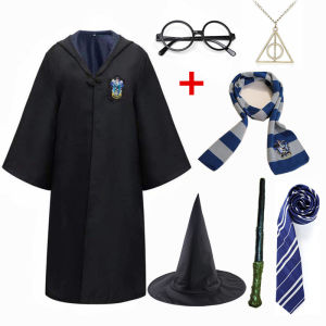 Kids Boys Girls Harry Potter Costume Cosplay Harley Cloak Tie Scarf Wand Glasses Magic Robe Cape Child Wizard Suit Birthday Party Clothes