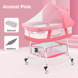 TIDEBUY 4in1 Crib for Baby Crib Complete Set Foldable Bassinet for Newborn Baby Crib Baby Sleeping Rocking Bed Swing
