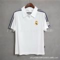 0102 Jersi Rumah Real Madrid, Jersi Kolar Menegak R, Seragam Bola Sepak Klasik Seluar Pendek Lengan Panjang Putih *. 