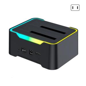 Double Bay Hard Drive Docking Station Type C to Sata3 for 3.5 or 2.5inch Hard Disks with Offline Clone Capability