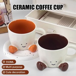 THTZI Hand Pinch Feet Kawaii Short-Legged Mug with Handle Cartoon Feet Couple Water Cup Funny Heat-resistant Ins Drinkware Kitchen Accessories