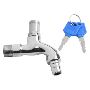 Lock Key Alloy Anti-theft Faucet Water Tap with Body Single Hole Key Switch Faucet Bibcocks for Kitchen Outdoor Garden