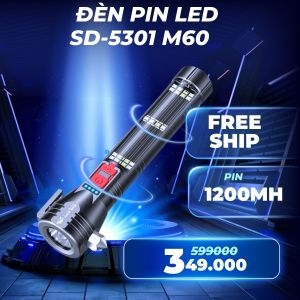 ĐÈN PIN ĐA NĂNG SMILING SHARK SD-5301 (M60) - TÍCH HỢP COB CHỨC NĂNG CỨU HỘ BỀN BỈ 5 TRONG 1!