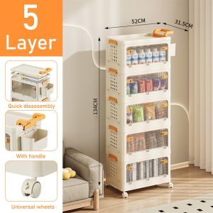 2/4/5 Tiers Trolley Cart Organizer Baby Milk Powder Storage Rack Home Organizer Storage Shelf With wheel Organizers Storage Cabinet