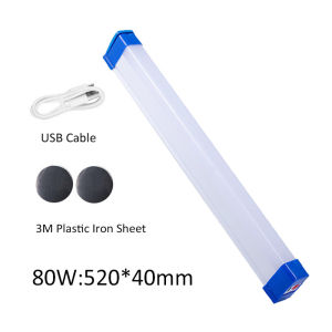 LED Emergency Light USB Rechargeable Lights DC5V 30W/60W/80W Tube LED Bulb Portable Camping Lamp Super Bright Market Lights