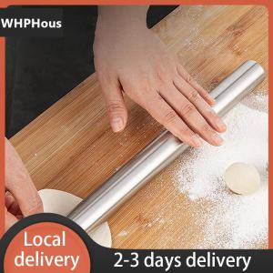 [COD] WHPHous Ship within 24 hours Stainless Steel Rolling Pin Kitchen Utensils Dough Roller Bake Pizza Noodles Cookie Dumplings Making Non-stick Baking Tool