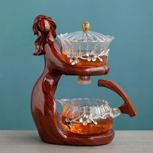 Kirilgu Tea Making  Kungfu Teapot Teacup Automatic Tea Set Heat-resistant Glass Teapot Holder Base Tea infusers Tea Ware T2Y7B