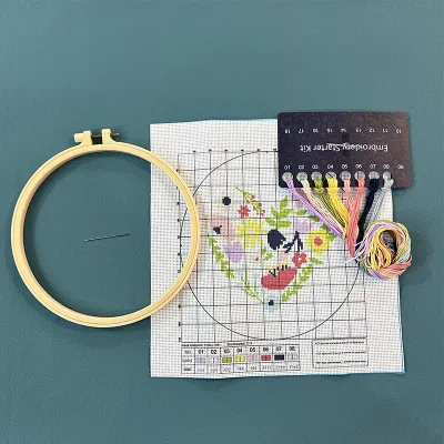 Kids DIY Cross Stitch Kit – Cute Cartoon Wall Hanging | Embroidery | Beginner Practice Kit for Students
