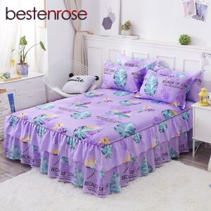 Bestenrose King/Queen Size 3 IN 1 Cadar Ropol Set Bed Sheet 2 Pillowcase Skirt Bedspread