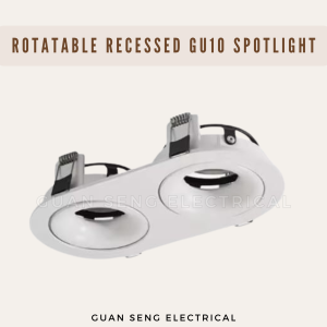 Rotatable Recessed GU10 Spotlight Downlight Double Head Square Double Axis Black White | Guan Seng Electrical