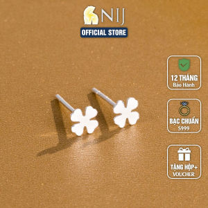 Bông Tai Cỏ Bốn Lá Bạc Nguyên Chất S999