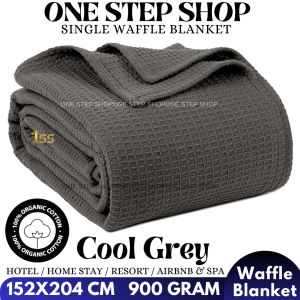 QUEEN Selimut Hospital - Grey White Navy Thermal Blankets Single Cozy Soft Woven Blankets Waffle Queen Size 70x90 inches