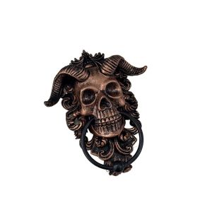 LITUILI Punk Skull Door Knocker Hell Sheep Head Devil Head Knocker Goat Statue Figurines Door Hanging Door Buckle
