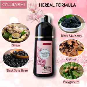 Oujiashi Herbal Black Brown Shampoo. 15 minutes result. Japan Formulated. Guaranteed Results. Cover white hair even on your first wash