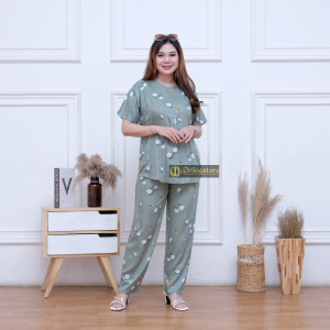 Setelan Wanita Lengan Pendek Celana Panjang / Baju Tidur Wanita Lengan Pendek Celana Panjang