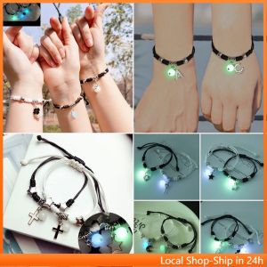 Valentines Gift 2Pcs Luminous Bracelet Adjustable Couple Chain Bracelet Jewelry Accessories