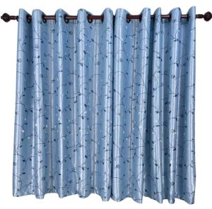 ผ้าม่านหน้าต่าง ประตู ตาไก่สำเร็จรูป กันแสง80-90%  คุณภาพพรีเมี่ยม ลายมะลิ มี7สี สินค้าพร้อมส่ง