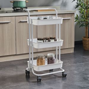 ชั้นวางรถเข็น ชั้นวางของพลาสติก 3 4 ชั้น พร้อมล้อเลื่อน ที่จับ รถเข็นเก็บของ เคลื่อนย้ายสะดวก พร้อมส่ง