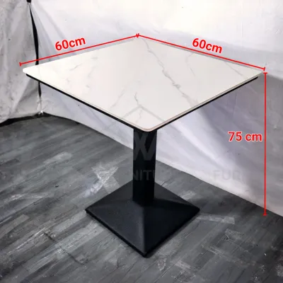 Wfurniture Glossy Sintered Stone Dining Table Cafe Table Modern Meja Makan Batu Meja Kafe Restoran