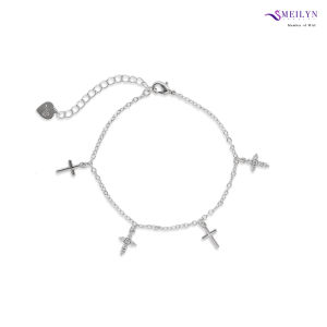 MEILYN Gelang Rantai Tangan Perhiasan Emas Wanita Bandul Salib Elegan Polos Mata Baris Gold Plated All Series